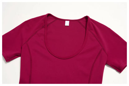 Sexy Women Yoga Shirts Fitness Sports T-Shirts Gym Workout Short Sleeve Top Running Active Wear Femme Sports Top Workout Shirts
