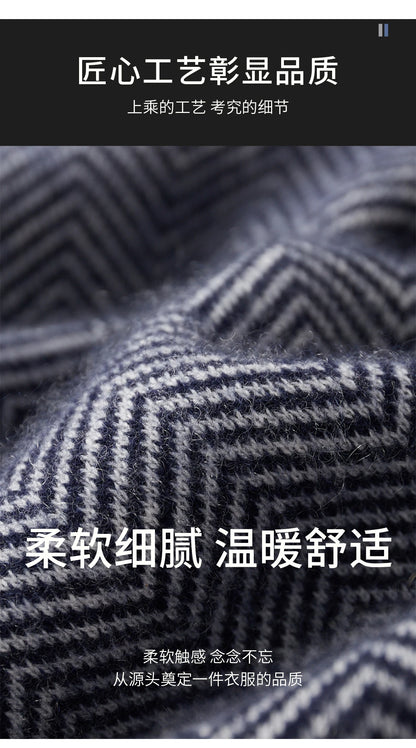 Soft 100% Merino Wool Straight-leg Pants For Men Jacquard Warm Knitted Pants Autumn Winter Thick Bottom Wear