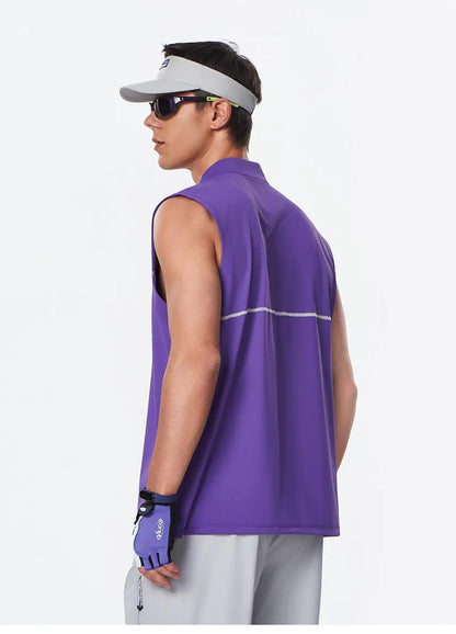#461-XIYU Custom LOGO Half Zipper Gym Vest High Quality Shirt Sleeveless T-shirts Men Tank Tops Running Fitness Sports Vest Men