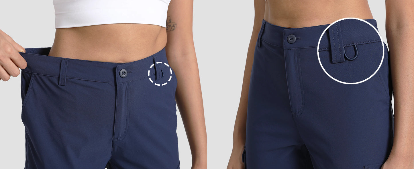 TACVASEN Summer Quick Dry Cargo Capri Pants Womens Outdoor Hiking Knee Length Joggers Lightweight Waterproof Shorts 6 Pockets