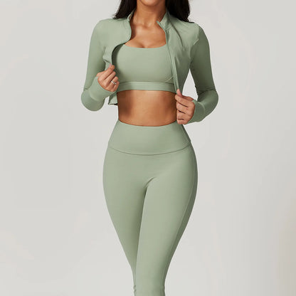 3PCS Yoga Set Gym Clothes 2 PCS Sportswear Women Yoga Suits Fitness Set women's Tracksuits Sports Jacket Long Sleeve Gym Legging