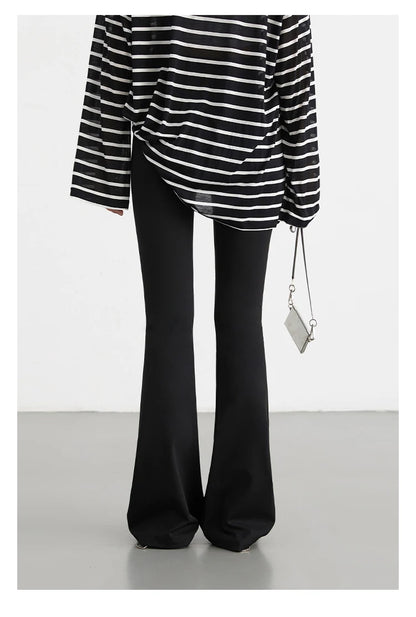 CHIC VEN Women Long Pants Slim New High Waisted Elastic Casual Pant Female Black Flared Trousers Yoga Clothing Autumn 2026