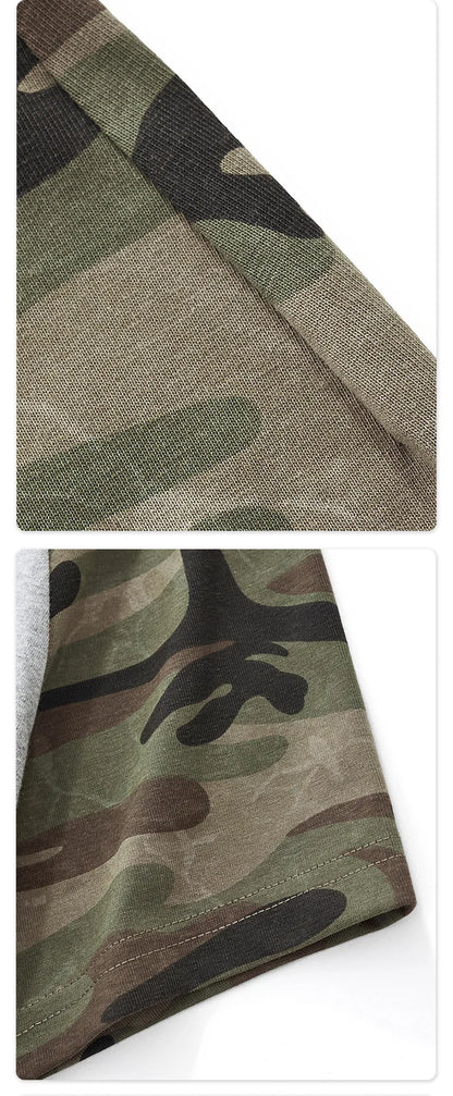 Custom LOGO Women's American Street Spice Girl Camouflage Ragged Short Sleeve T-Shirt 210G Cotton Slim-fit Contrast Top