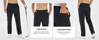 TACVASEN Winter Golf Pants for Men Fleece Lined Work Business Casual Dress Slacks Water Resistant Stretch Warm Trousers