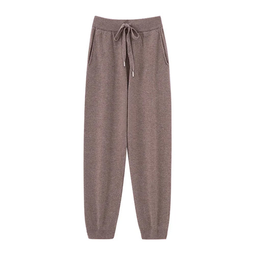 2024 Autumn And Winter New 100% Pure Wool Flat Small Foot Pants Women Loose High Waist Lean Knitted Cashmere Bunched Foot Pants