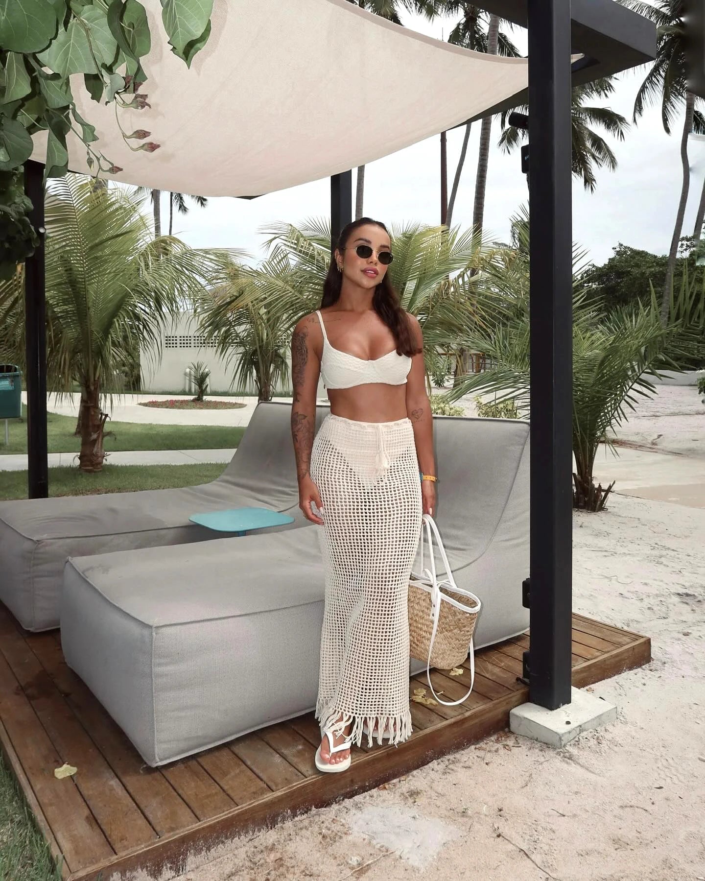 Sexy Summer Knit Cut Out Beach Half Skirt Women Chic Drawstring Fringed Casual Wrap Skirts 2026 Pool Party Swimwear Cover Up K50