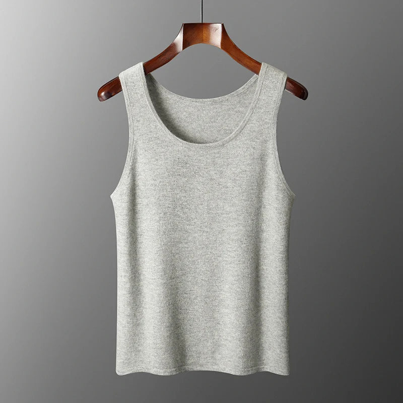 DjzDsm 2025 New H-Shaped Vest Men's Clothing 100% Pure Cashmere Pullover Solid Color Daily Interior Wear Suspender Knit Sweater
