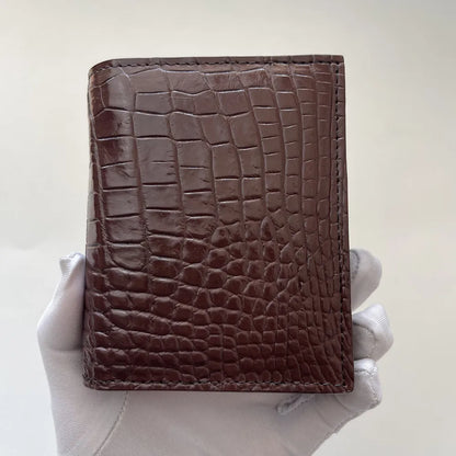 Men's Crocodile Leather Small Wallet, Men's Genuine Leather Fashionable Vertical Wallet, Multi-Functional Multi-Card Slot Wallet