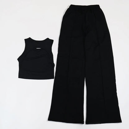 Ctenkevet Summer Women's Winter Warm Baggy Sweatpants Gym Shockproof Sports Tank Top Yoga Set Matching Sweatsuit for Female