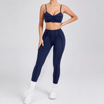Hearuisavy 2025 New Style 2Pcs Sports Suit Women Workout Bra Suit Running Gym High Waist Legging Quick Dry Tight Yoga Clothing