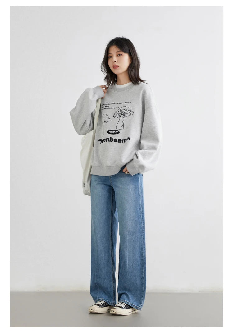 CHIC VEN Women Jeans Blue Loose Casual Solid New Retro Cotton Wide Leg Denim Pants Female Trousers Spring Autumn 2025