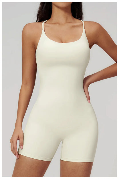 TRY TO BN Yoga Jumpsuit Shorts Cross Beautiful Back Sportswear Fitness Bodysuit One Piece Set Workout Running Gym Women Clothing