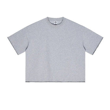 Custom LOGO Men's 240G Cotton Polyester American Cool Short Width Boxyfit Loose Short Sleeve T-Shirt Casual Top