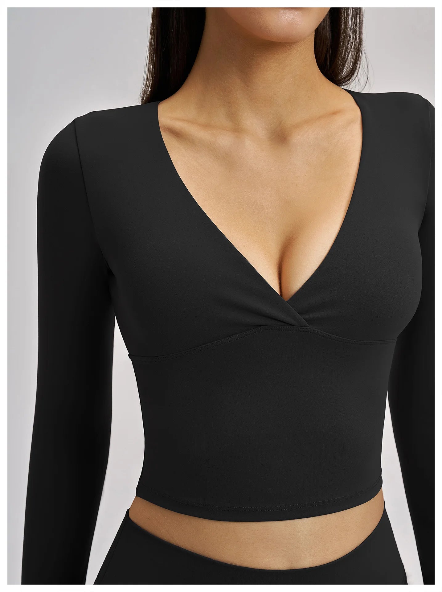 Deep-V Yoga Long Sleeve Solid Sports T-shirts Women's Gym Workout Shirts Sexy Quick Dry Fitness Long Sleeve Female Yoga Shirts