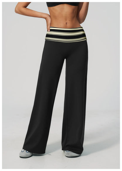 Custom LOGO women's sports trousers retro splicing polka dots folded waist fitness hip lift abdomen yoga trousers