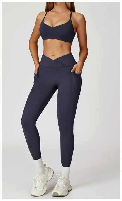 Women Sportswear Yoga Set 2PCS Sport Suit Gym Workout Clothes Women's Tracksuits Fitness Gym Vest High Waist Sports Leggings