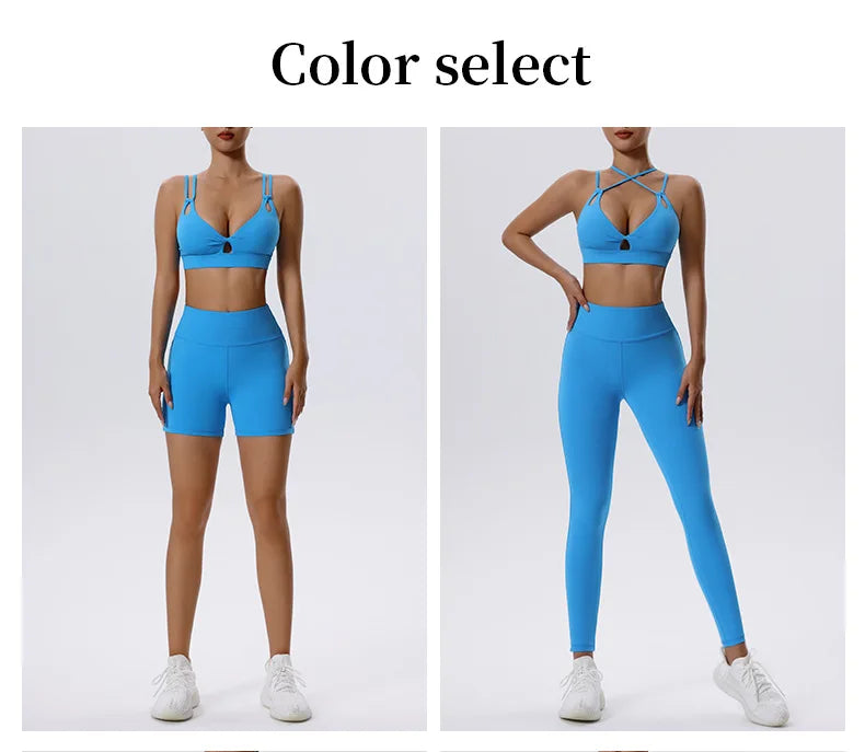 2PCS Yoga Set Sportswear Women Tracksuit Athletic Wear Pilates Fitness Suit Gym Clothes Workout Push Up Sports Bra Leggings Suit
