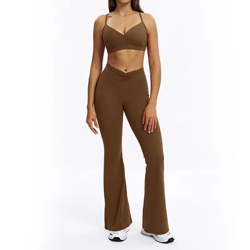 SWELTERING 2PCS Yoga Set Fitness Gym Tracksuit Sportswear Women Workout Outfits High Waist Leggings Sports Bra Athletic Wear