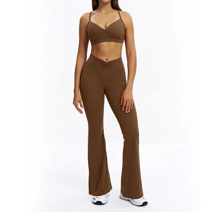 SWELTERING 2PCS Yoga Set Fitness Gym Tracksuit Sportswear Women Workout Outfits High Waist Leggings Sports Bra Athletic Wear