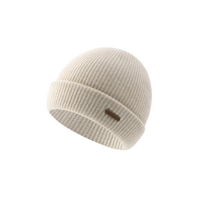 DjzDsm High Quality 100% Cashmere Knitted Hat for Men Casual Beanie Hat Thicken Cap Winter Soft Warm Cashmere Caps