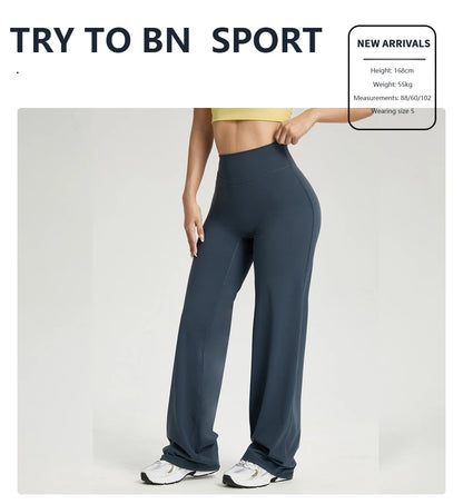 TRY TO BN Straight Leg Yoga Pants Women's High Waisted Tummy Control Buttery Soft Naked Feel Gym Fitness Running Workout Bottoms