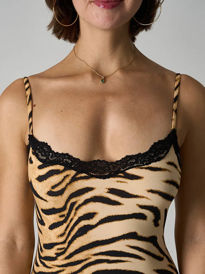 Custom LOGO women's European and American leopard print onesie lace suspender knitted boxer jumpsuit