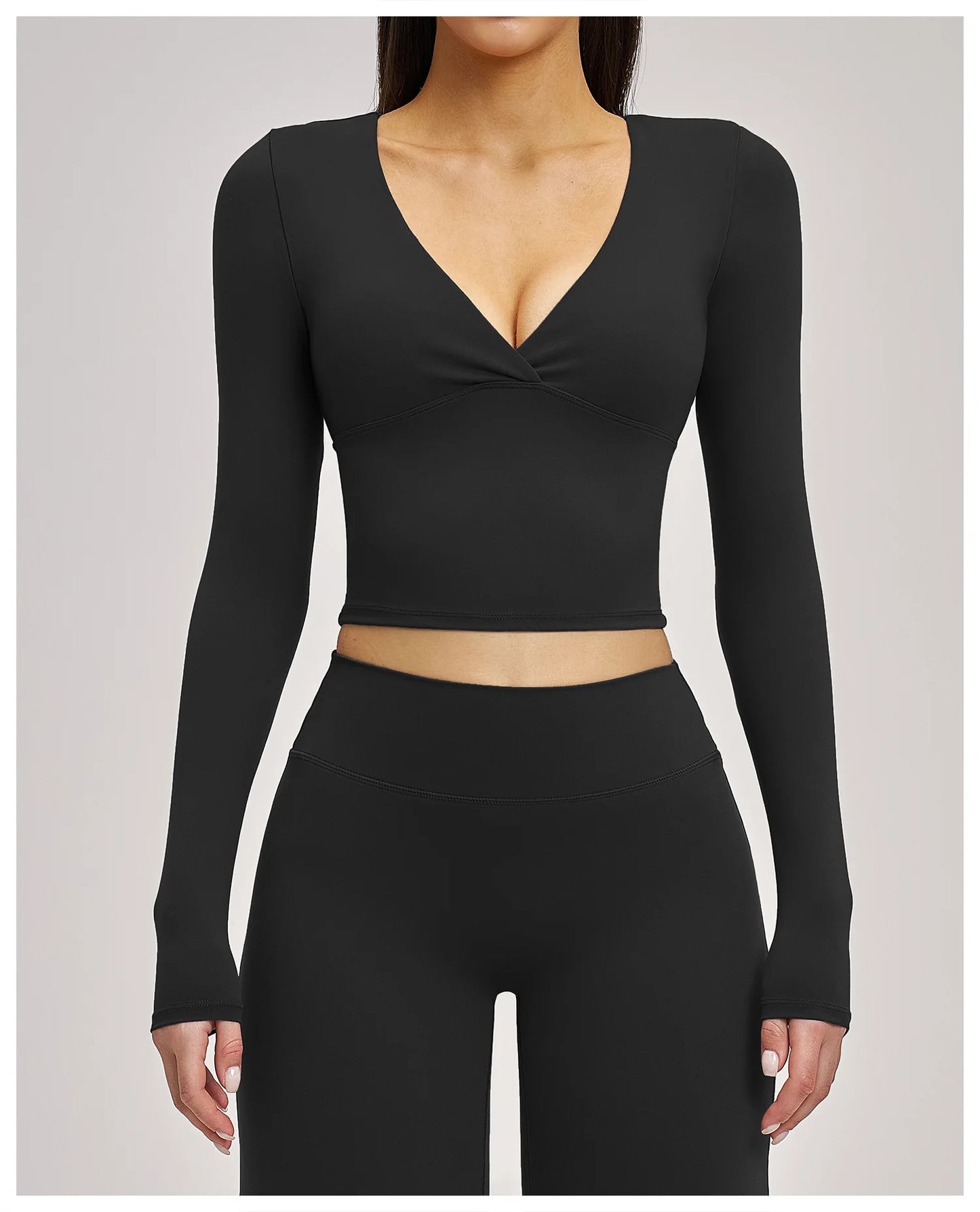 Deep-V Yoga Long Sleeve Solid Sports T-shirts Women's Gym Workout Shirts Sexy Quick Dry Fitness Long Sleeve Female Yoga Shirts