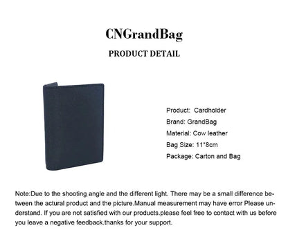 Customized Initials Genuine Leather Card Holder Bank Card Multi Card Slot Business Card Bag Commuter Wallet Men's Cover Wallet