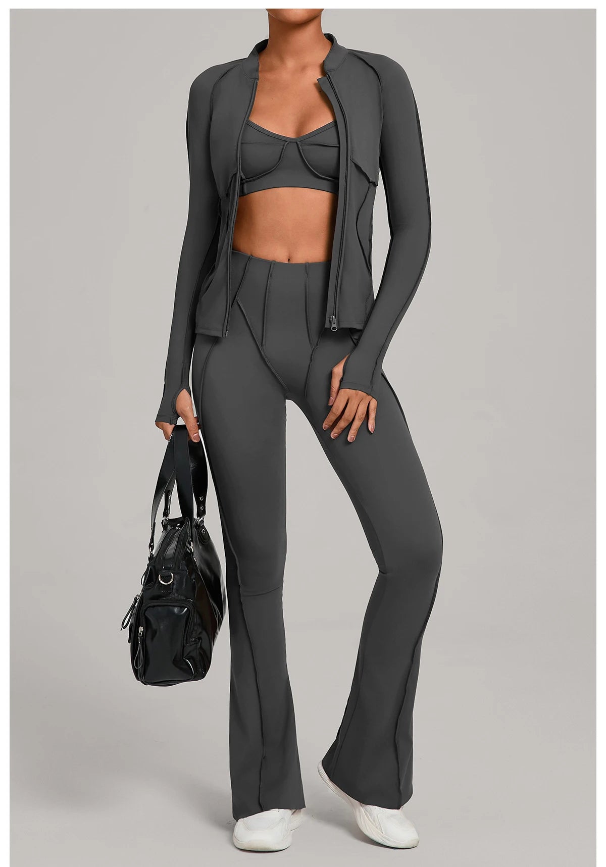 SWELTERING 3PCS Women's Yoga Suit Gym Fitness Set Sports Wear Yoga Tracksuit Running Workout Set Female Push Up Athletic Wear