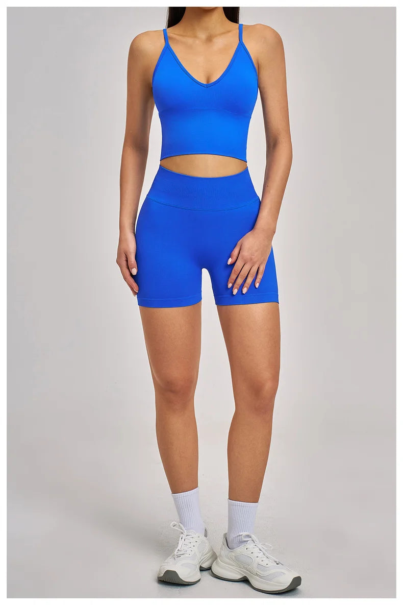 TRY TO BN Seamless Women's Tracksuit Shorts Yoga Set High Waisted Sportswear Fitness Workout Leggings Cycling Running Gym Shorts