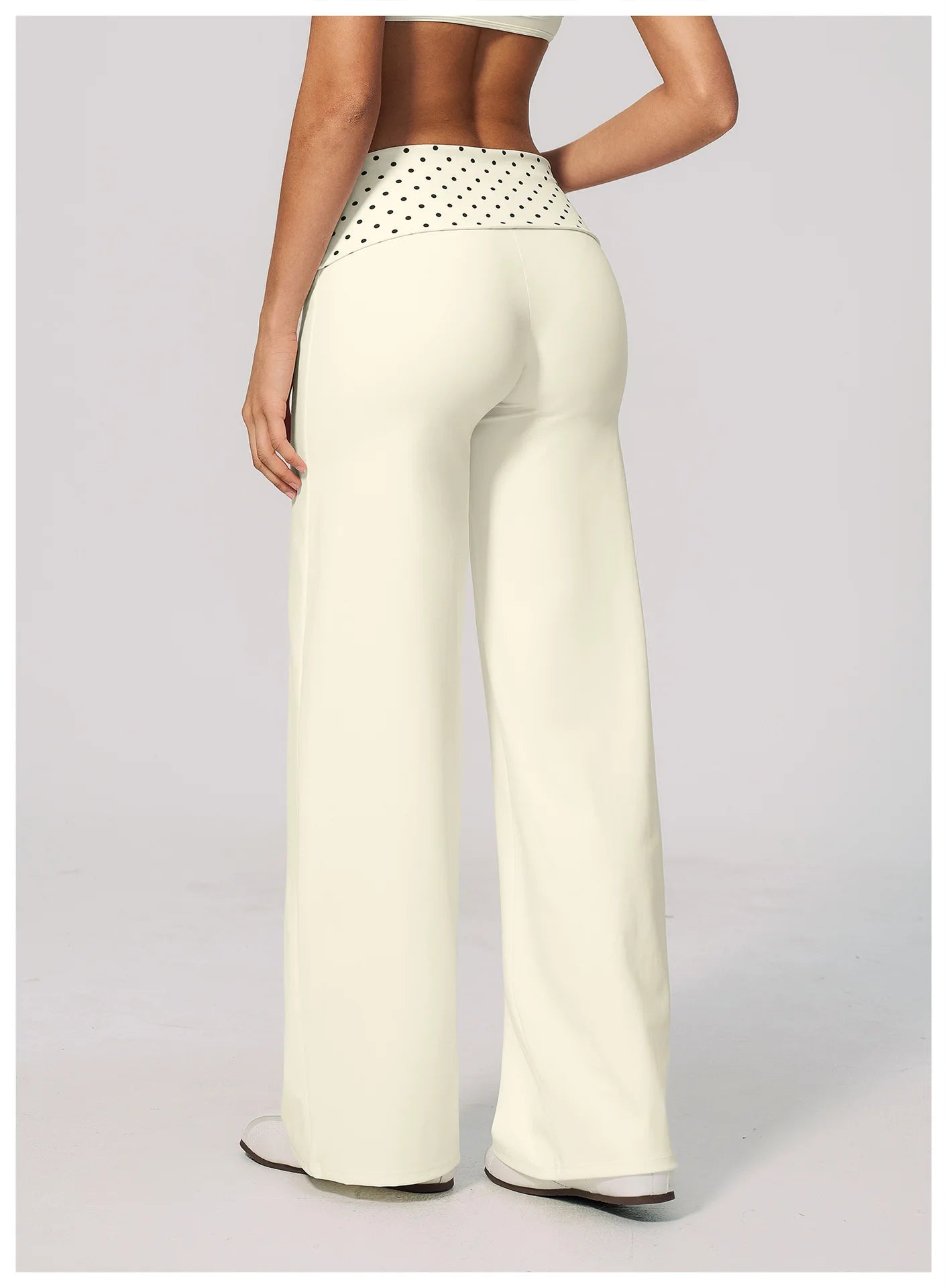 Custom LOGO women's sports trousers retro splicing polka dots folded waist fitness hip lift abdomen yoga trousers