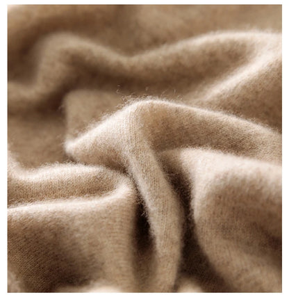 High-end 100% Cashmere Pullover for Men Mock Collar Thick Sweater Autumn Winter Knitted Jumper Warm Clothing Smart Casual Top