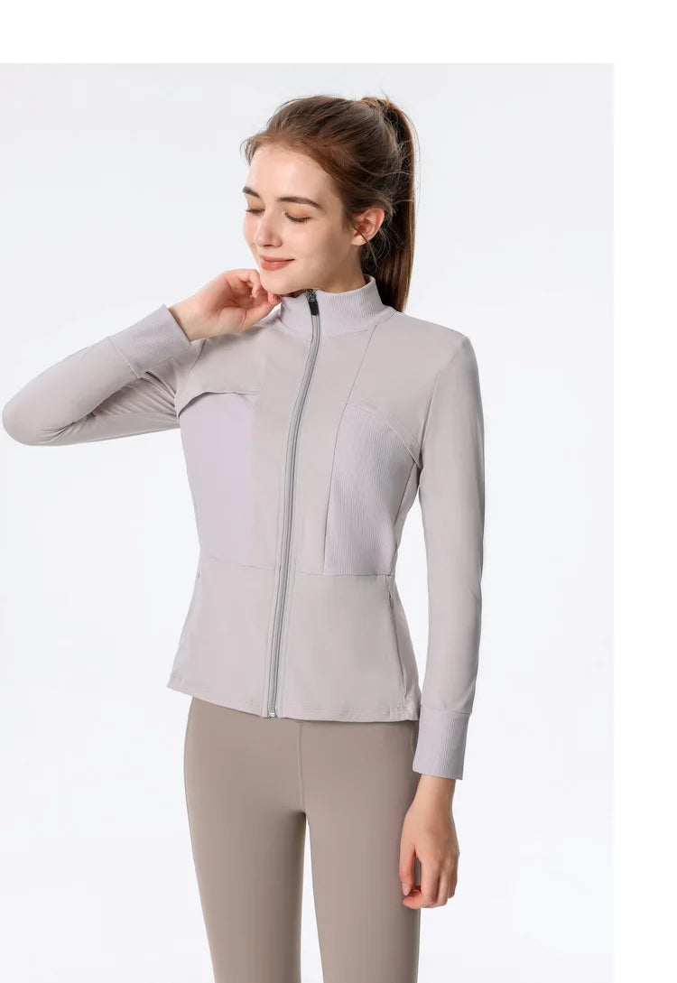 New Autumn SeasonsYoga Wear Women's Running Sportswear Tops Zip Up Sweatshirt Workout Fitness Clothes Cardigan Slim Tight Jacket
