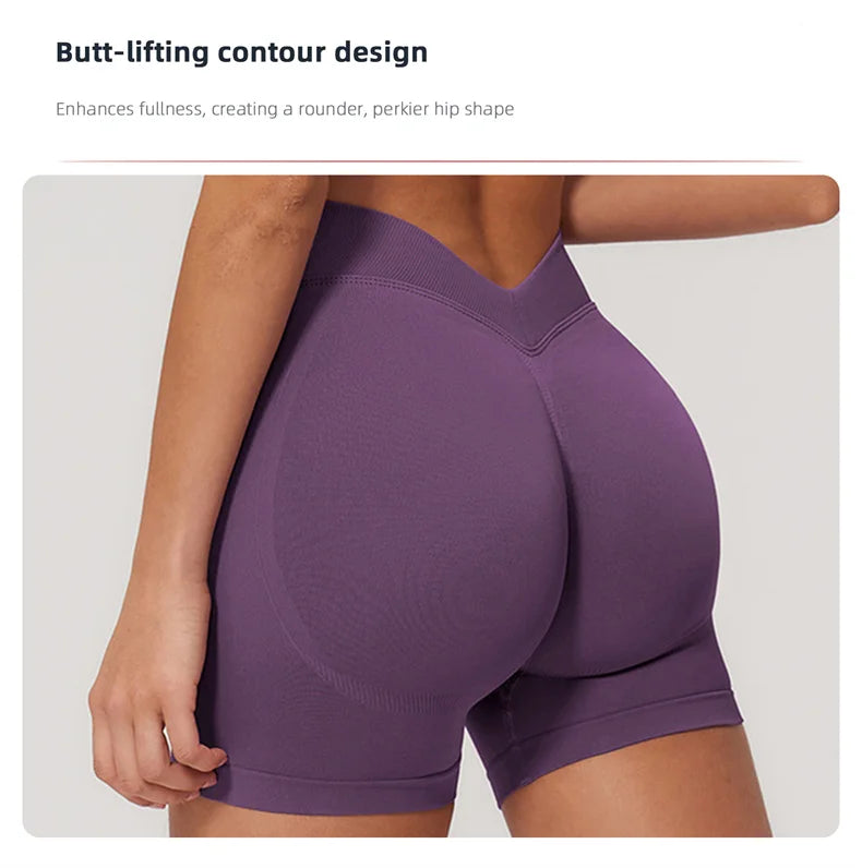 TRY TO BN Seamless Two Pieces Women's Tracksuit Yoga Shorts Set One-shoulder Hollow Backless Fitness Running Workout Gym Clothes