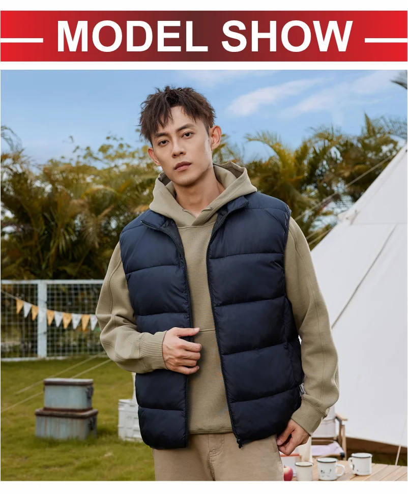 Winter Warm Down Vest Custom Team Logo Casual Sleeveless Jacket Printing Pattern Chill -proof Coat Production Company Brand Text