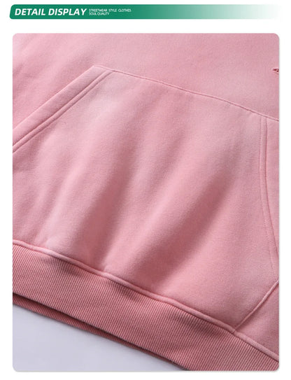 Custom LOGO autumn winter men's women's new white spray dyeing washing water 360G velvet cotton polyester sweatshirt sweatpants