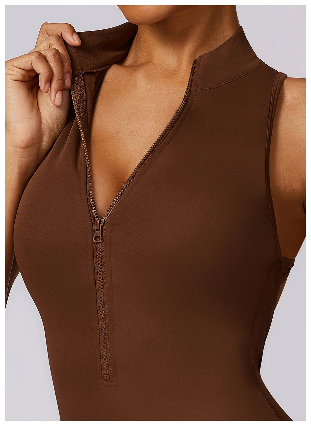 Summer V Back One-piece Suit Women Sports Jumpsuit Zippers Yoga Rompers Backless Sportswear Women Sleeveles Workout Bodysuits