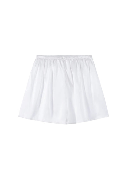 SuyaDream, Woman 100%Real Silk Shorts, 19mm, Elastic Waist, Comfortable Healthy Home Shorts, 2024 Spring Summer Pants, White