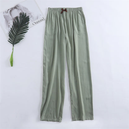 Spring and summer new women's trousers 100% viscose leg + straight casual breathable comfortable plus size home sleep pants cute