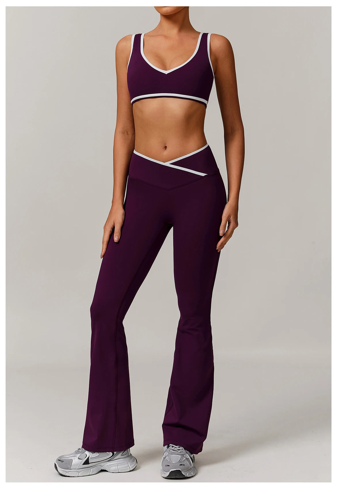 2 Pieces Gym Set Women's Sportswear Sports Bra Top High-waisted Long Pants Tracksuits Suitable For Outdoor Sports Workout Suit
