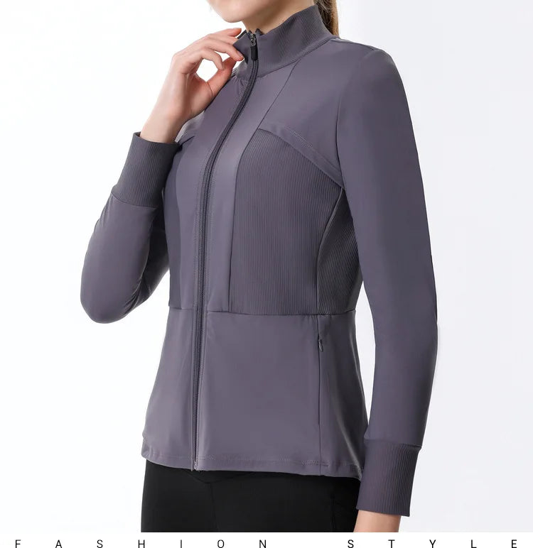 New Autumn SeasonsYoga Wear Women's Running Sportswear Tops Zip Up Sweatshirt Workout Fitness Clothes Cardigan Slim Tight Jacket