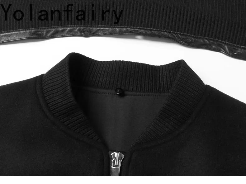YOLANFAIRY 2025 Light Luxury 95% Wool 5% Cashmere Coats for Men Fashion Woolen Jacket Man Clothing Detachable Lapel Wool Coat