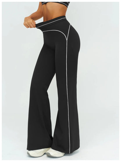 High Waist Yoga Wide Leg Pants Women Gym Fitness Bell-bottoms Pants Push Up Sports Trousers Female Casual Workout Flared Pants