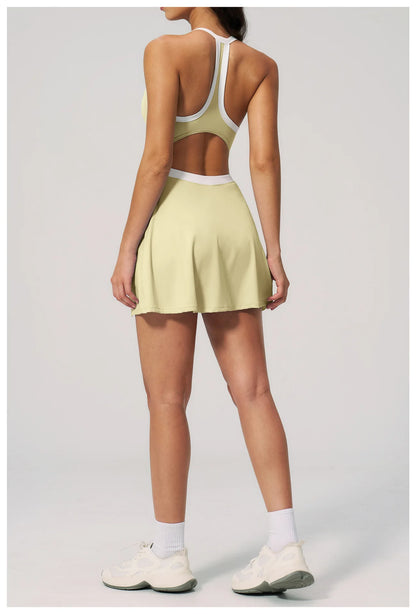 Hearuisavy Naked Feel Yoga Jumpsuit Women Sportswear High Waist Push Up Leggings Sports Tennis Skirt And Shorts Gym Bodysuit
