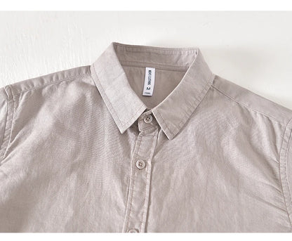 Summer Linen Cotton Men's POLO Collar Shirt Casual Business Short Sleeved Cardigan Fashion Loose Breathable Comfortable T-shirt