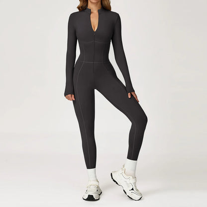 Winter Autumn Yoga Jumpsuit Women's One-piece Suit Sportswear Women Gym Rompers Long-sleeved Warm Overalls High Elastic Bodysuit