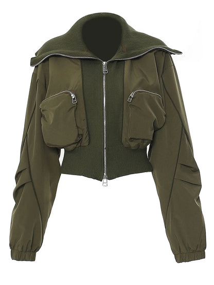 DEAT Fashion Women's Jackets Big Lapel Long Sleves Waist Retraction Zipper 3D Pockets Decoration Coats Spring 2025 New 7AB1819