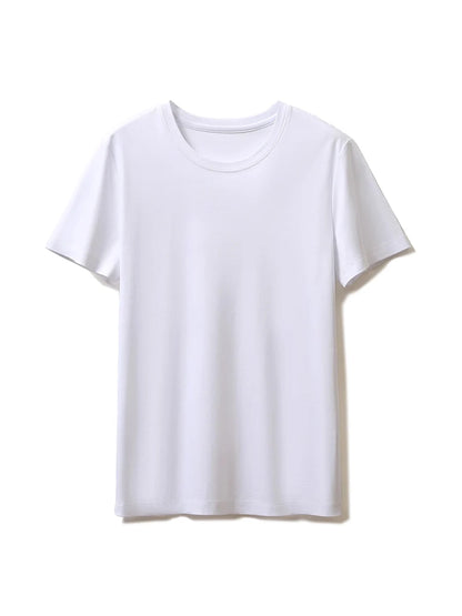 SuyaDream,Women Solid T shirts, 10%Silk 58%Cotton, V Neck, Short Sleeved Tee, 2025 Summer Candy Colors Basic Cozy Top