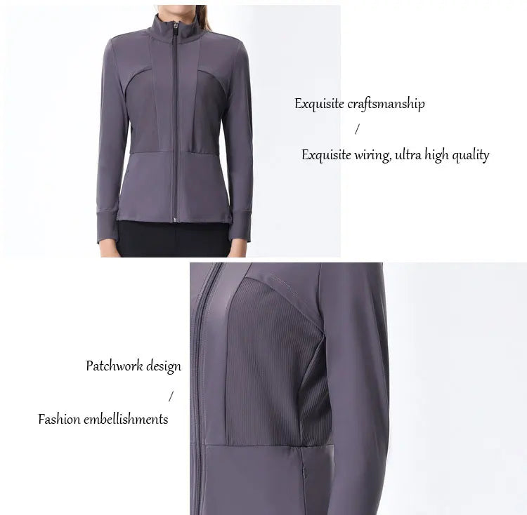 New Autumn SeasonsYoga Wear Women's Running Sportswear Tops Zip Up Sweatshirt Workout Fitness Clothes Cardigan Slim Tight Jacket