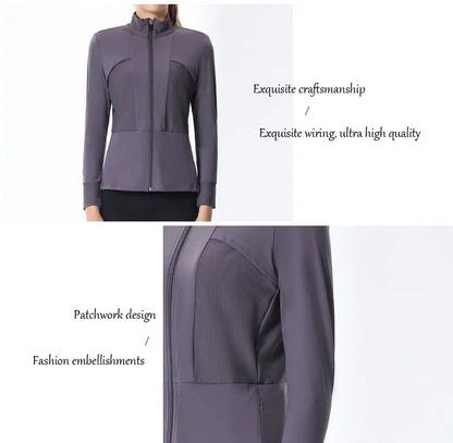 New Autumn SeasonsYoga Wear Women's Running Sportswear Tops Zip Up Sweatshirt Workout Fitness Clothes Cardigan Slim Tight Jacket